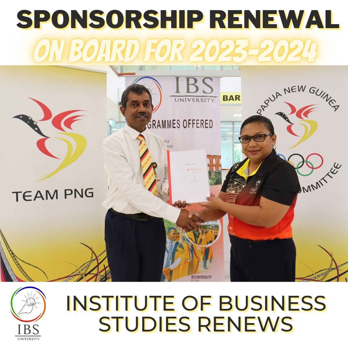 The PNGOC has renewed its sponsorship with the IBSUniversity to provide scholarships to athletes ©PNGOC