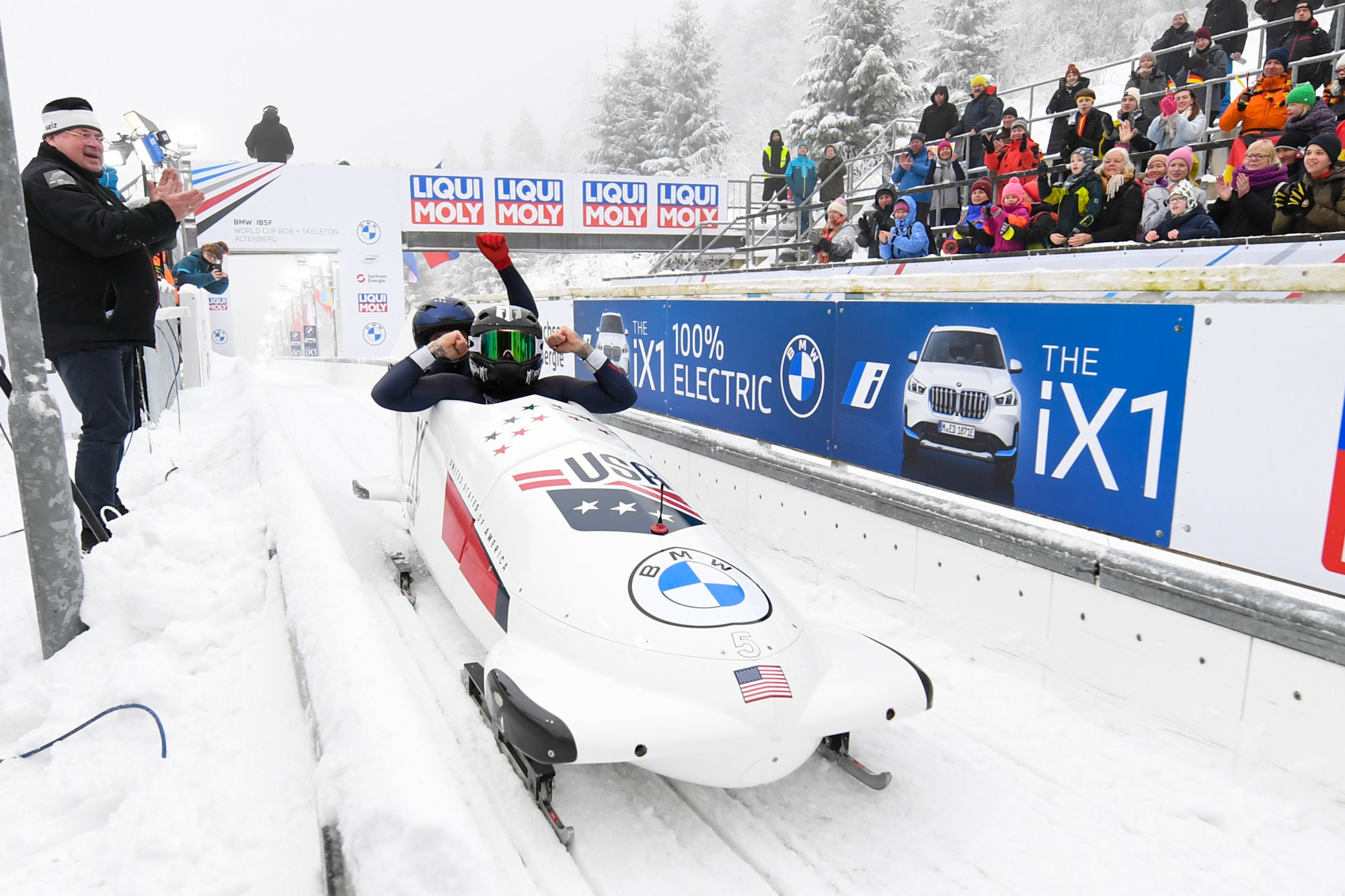 Kaillie Humphries and Kaysha Love won the two-woman bobsleigh World Cup event for the United States ©IBSF