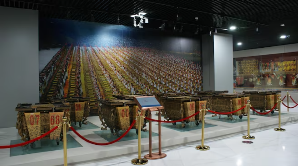 Drums used during the Beijing 2008 Opening Ceremony are among the original artefacts on display at the Beijing Olympic Museum ©BJOM