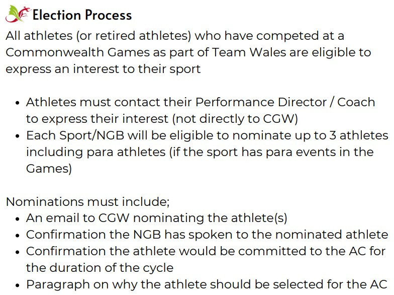 Nominations for the Commonwealth Games Wales Athletes' Commission will be accepted until February 10 ©CGW