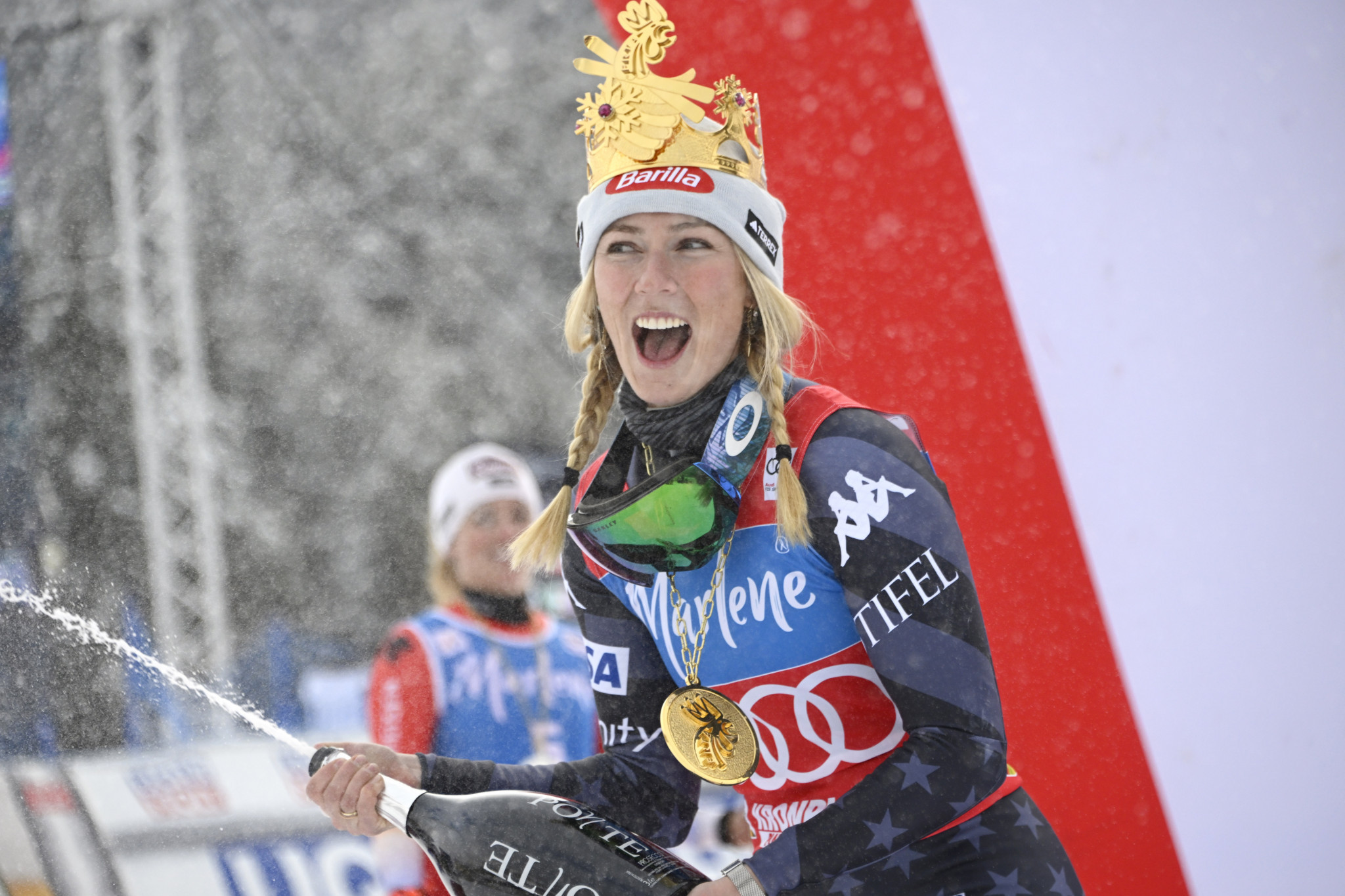The United States' Mikaela Shiffrin set an FIS Alpine Ski World Cup record with the 83rd victory of her career in Kronplatz today ©Getty Images