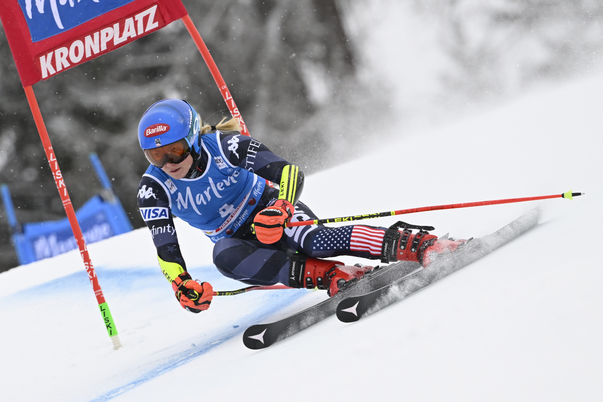 Mikaela Shiffrin of the US was quickest on both runs in Kronplatz to triumph by 0.45 seconds ©Getty Images