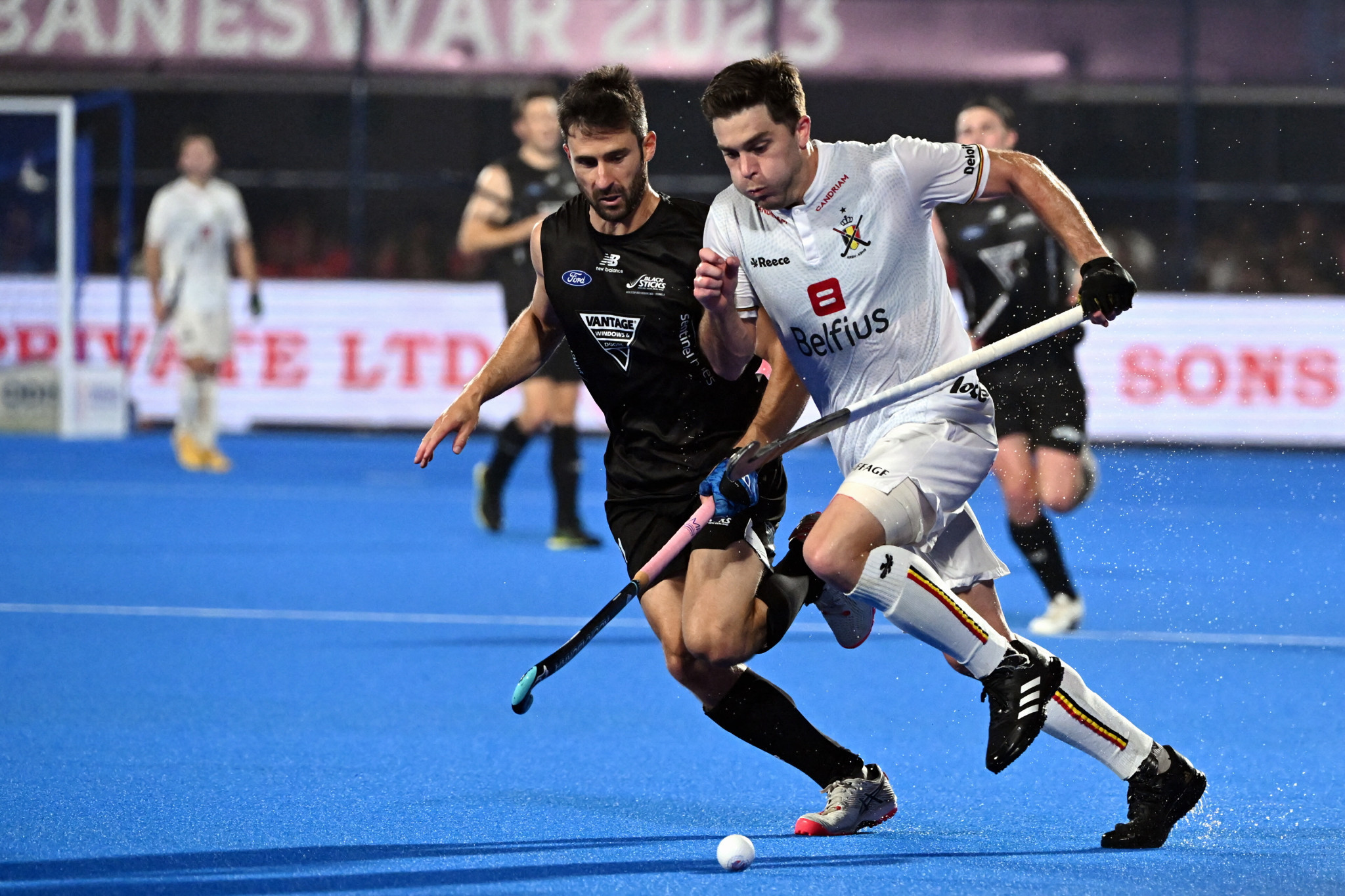 Holders Belgium, playing in white, reached the last four of the Men's Hockey World Cup after a 2-0 win over New Zealand ©Getty Images