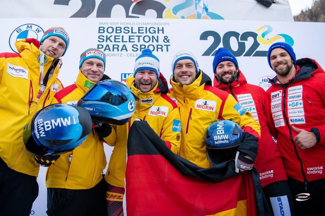 Johannes Lochner and Georg Fleischhauer topped the podium at the IBSF World Championships ©IBSF