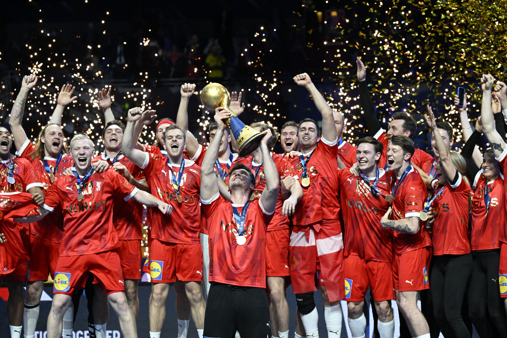 Denmark created history by becoming the first team to win the IHF Men's World Championship title for the third consecutive time ©Getty Images