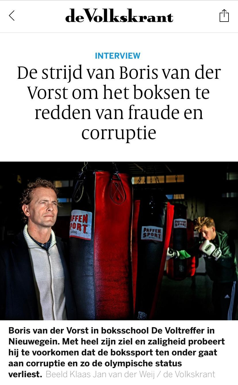 Dutch Boxing Federation President Boris van der Vorst has made a series of explosive claims in an interview with newspaper de Volkskrant ©de Volkskrant