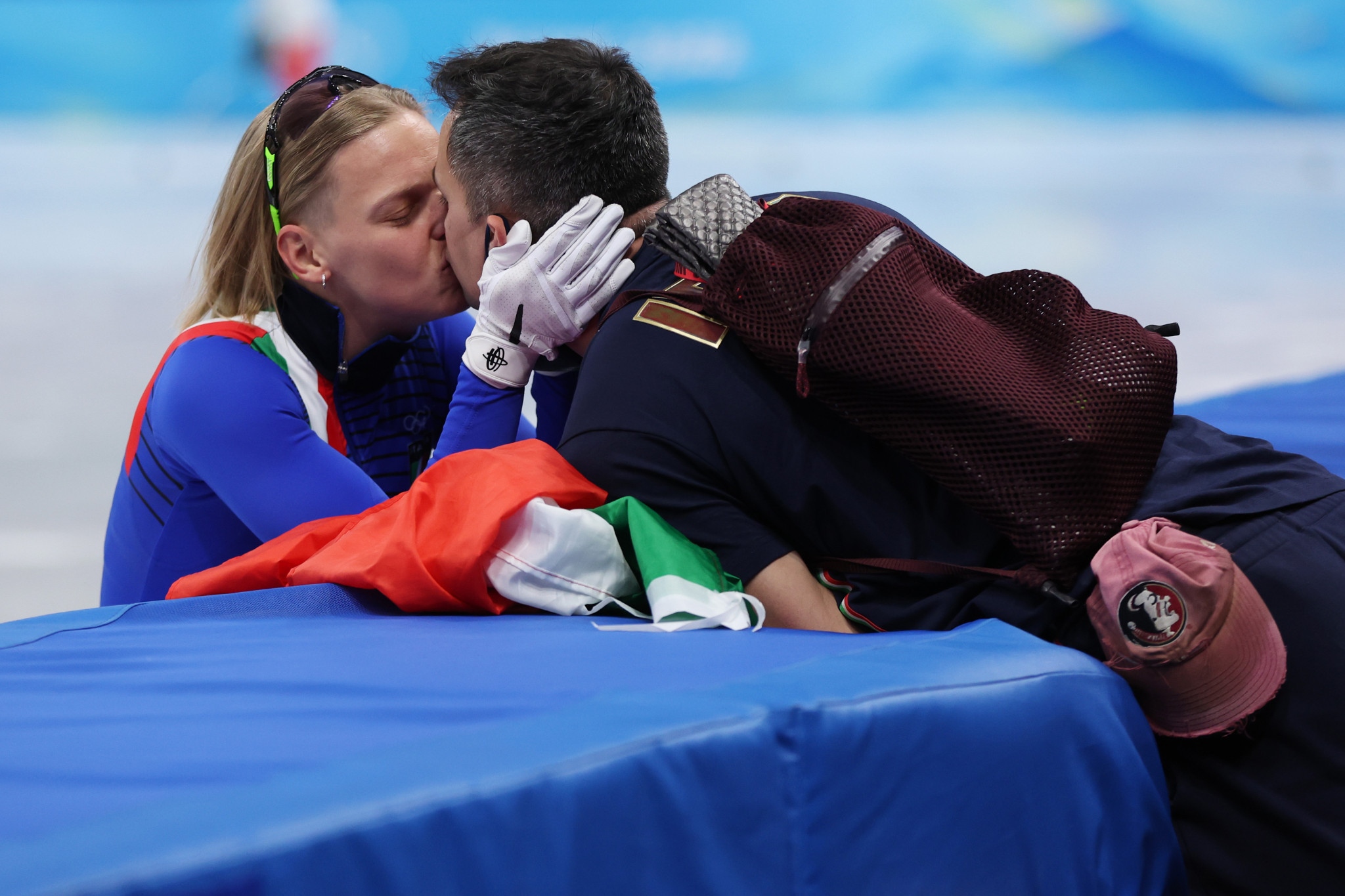 Arianna Fontana, left, first fell out with Italian officials after deciding to get her husband husband Anthony Lobello, right, to coach her ©Getty Images