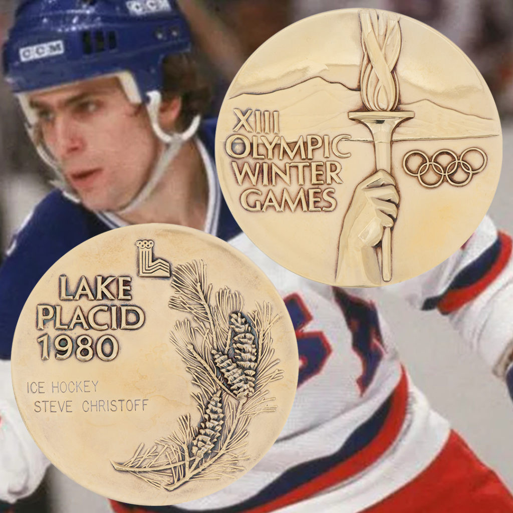 The Olympic gold medal won by Steve Christoff as part of the United States' "Miracle on Ice" team at Lake Placid has been up for auction for the second time in three years ©SCP Auctions