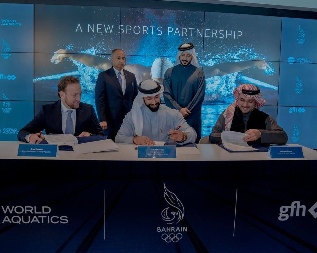 World Aquatics, the Bahrain Olympic Committee and GFH Financial Group entered a Memorandum of Understanding to build a centre of excellent in the country ©World Aquatics