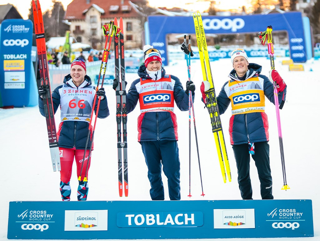 Norwegian men bag all three medals at FISCross-Country World Cup in Toblach
