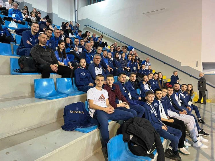 Kosovo's team at the EKF Junior, Cadet and Under-21 Championships in Larnaca watched the event from the stands because they could not compete under their flag ©KOC