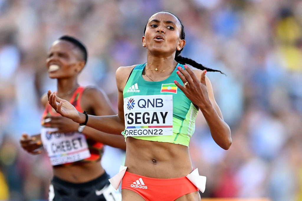 Ethiopia's Gudaf Tsegay ran the second fastest women's indoor mile of all-time in Torun tonight ©Getty Images