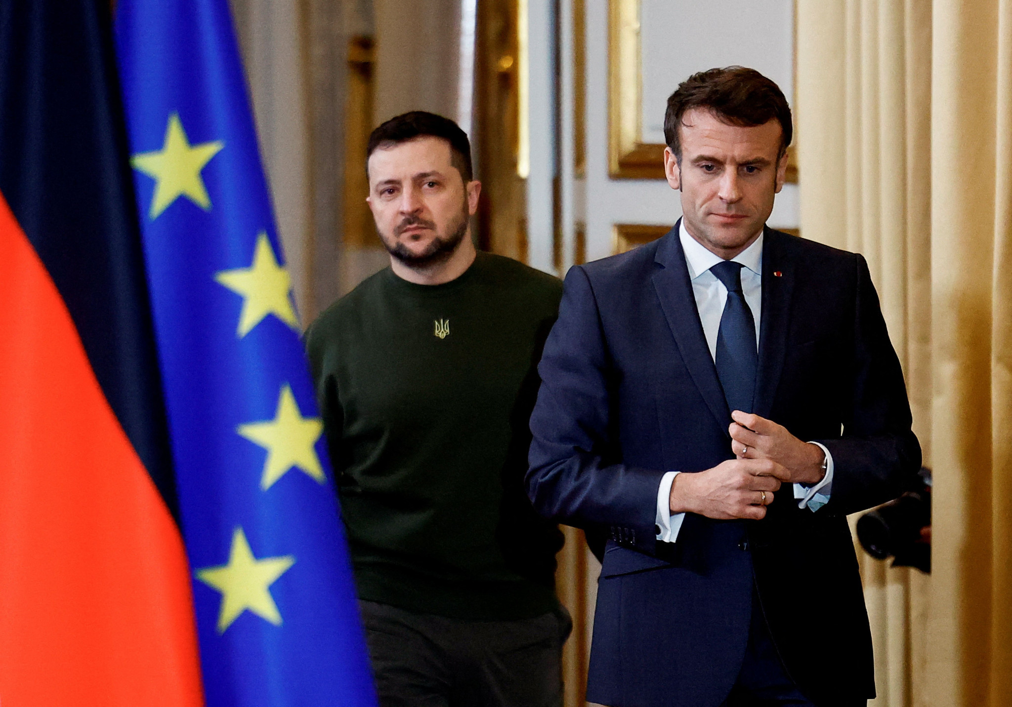 Ukrainian leader Volodymyr Zelenskyy has urged French President Emmanuel Macron tp support efforts to block Russian and Belarusian participation ©Getty Images