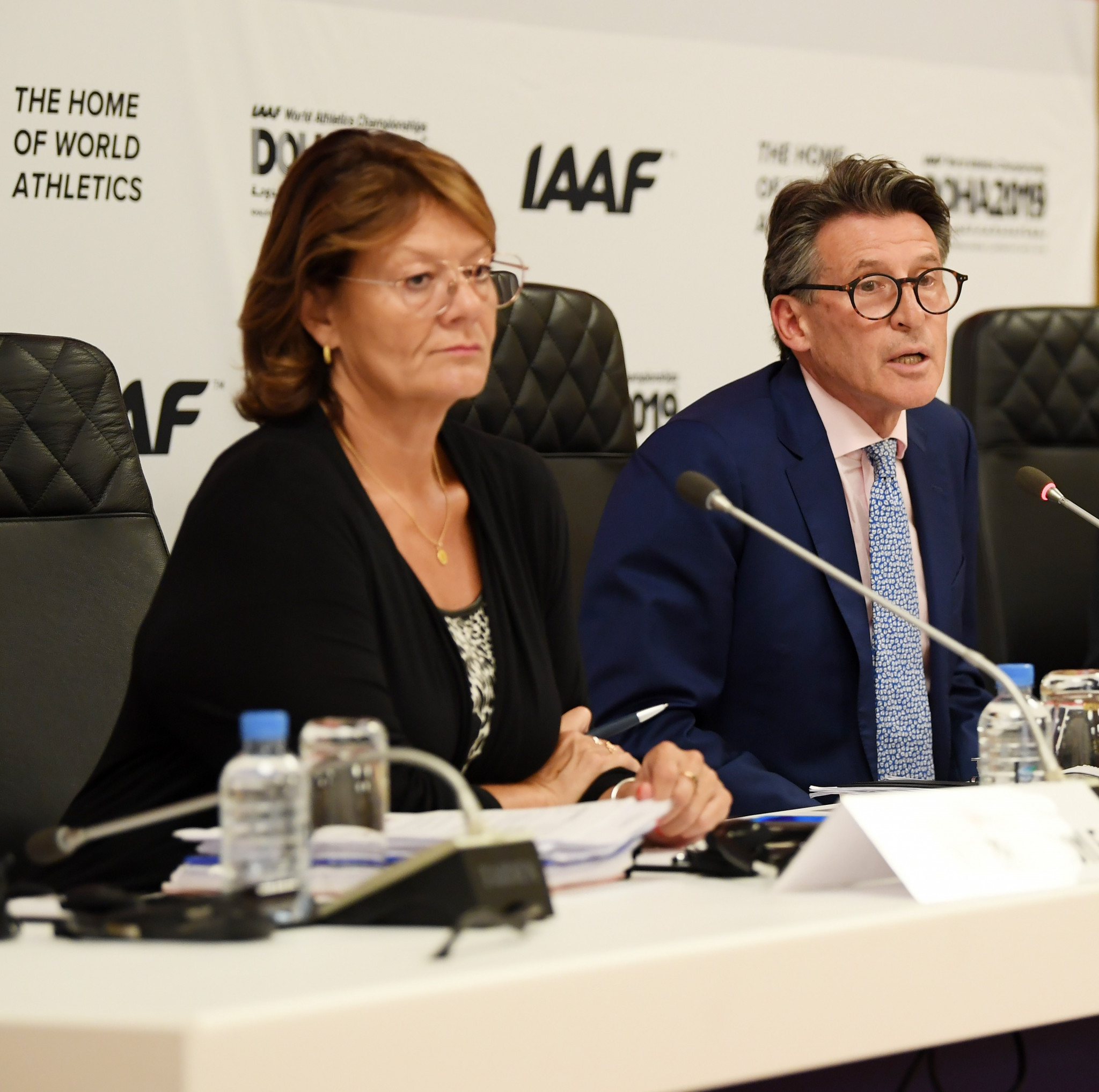Jackie Brock-Doyle, left, has long been a popular sports PR executive among the media and has worked alongside Sebastian Coe, right, for 20 years ©Getty Images  