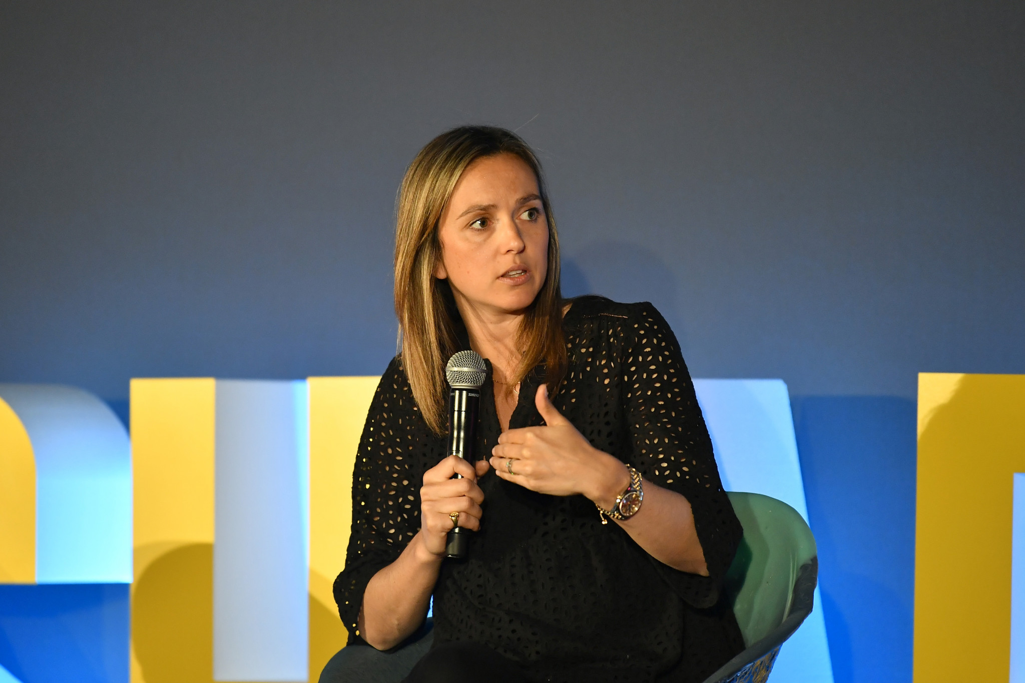 Blog co-author Emma Mason speaks at Global Sports Week in Paris in 2022 ©Getty Images