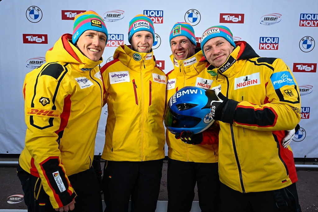 Francesco Friedrich, left, piloted the German team to back-to-back wins in Innsbruck ©IBSF