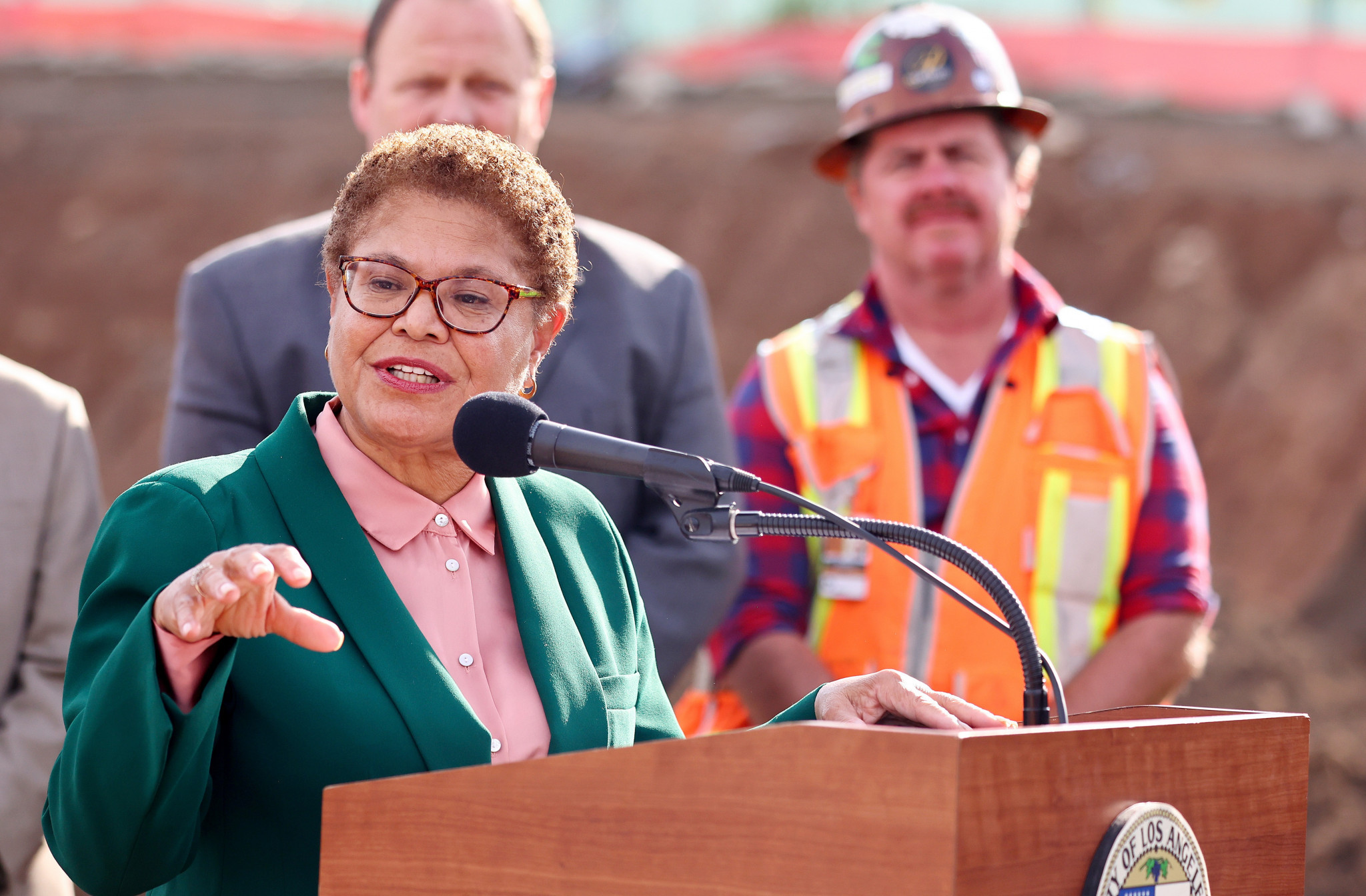 Los Angeles Mayor Karen Bass has stressed that solving the city's housing crisis was the priority ©Getty Images