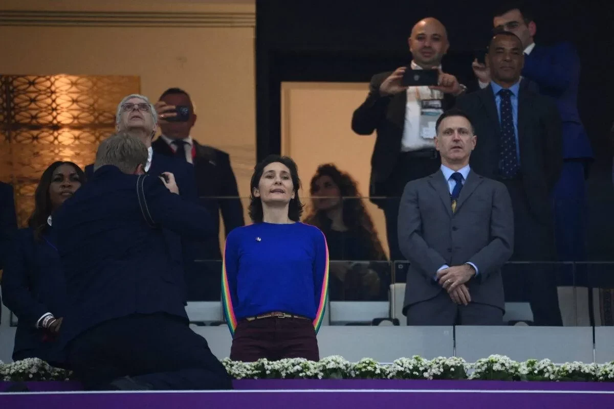 French Sports Minister Amélie Oudéa-Castéra, pictured before last year's FIFA World Cup final in Doha, been compared to former Soviet dictator Joseph Stalin for her conduct during the investigation of Noël Le Graët ©Getty Images
