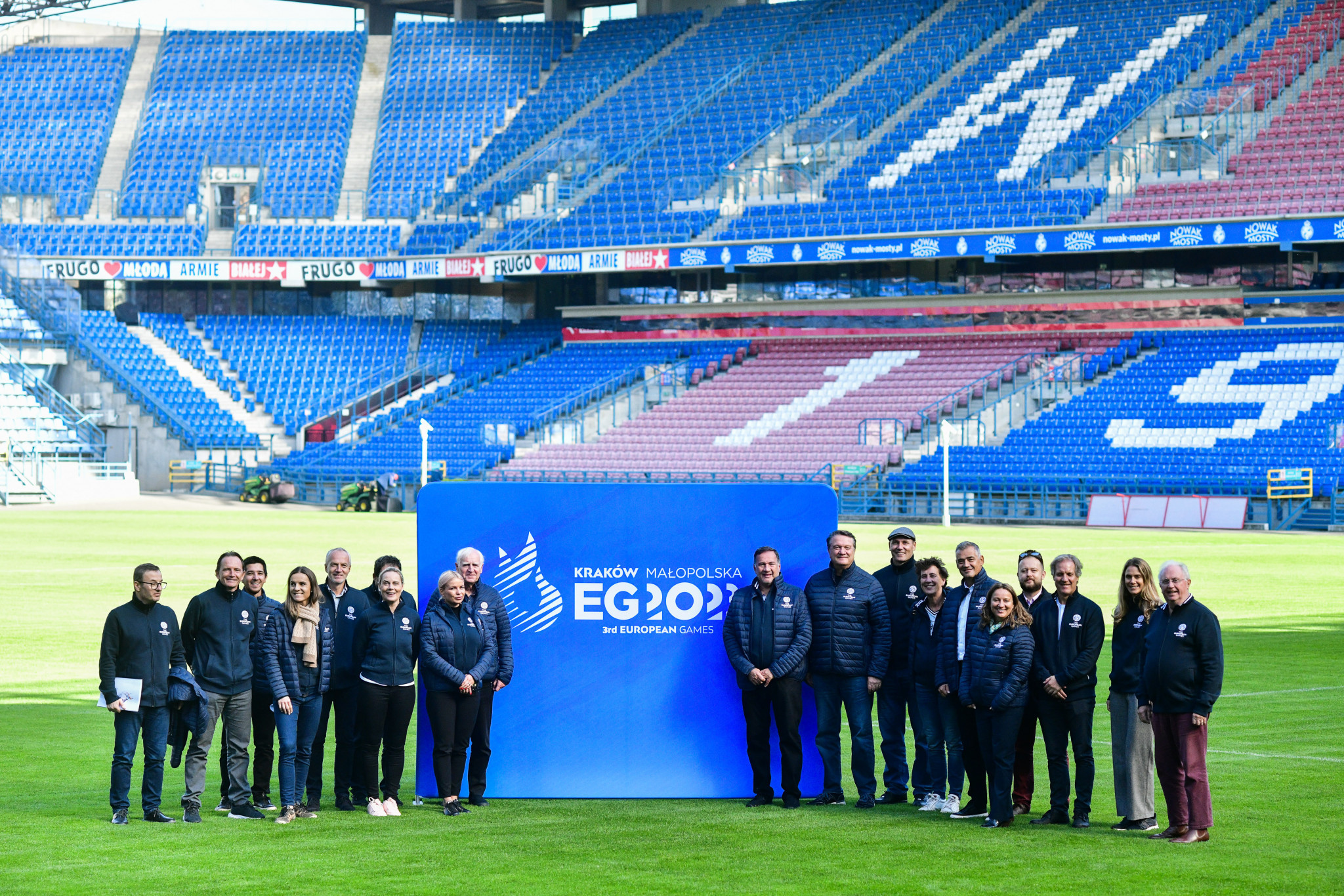 Members of the EOC Coordination Commission for the Games gather at Henryk Reyman Stadium, which will host the Opening and Closing Ceremonies ©EOC