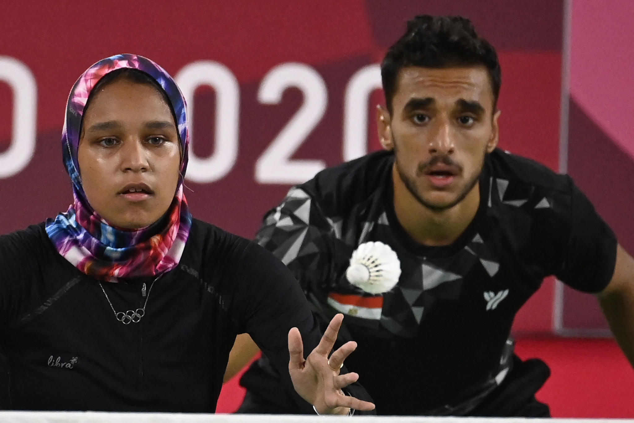 Doha Hany, left, and Adham Hatem Elgamal starred in Egypt's victory over Mauritius ©Getty Images