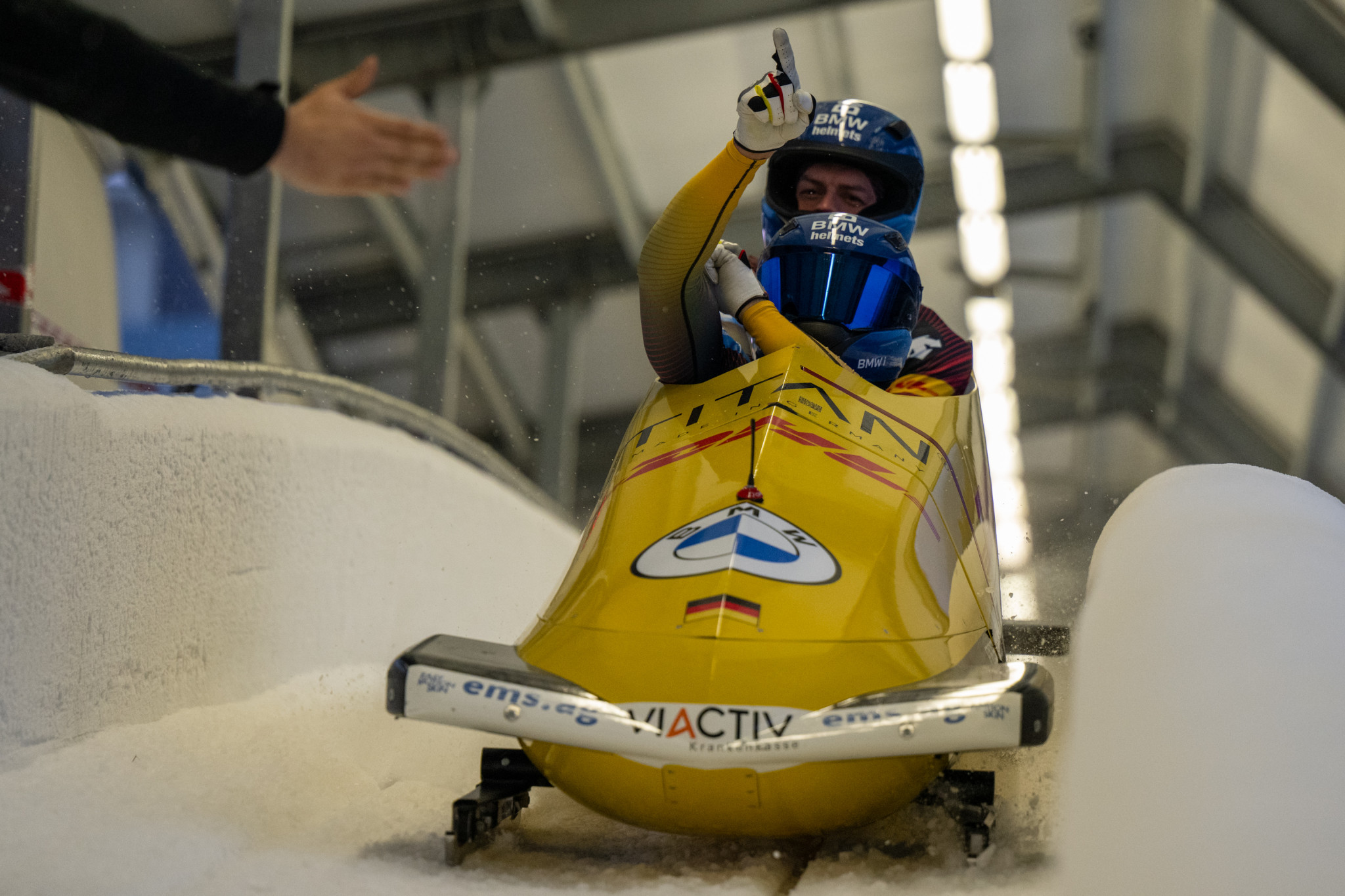 World champion Johannes Lochner of Germany moved closer to the two-man bobsleigh Crystal Globe ©IBSF