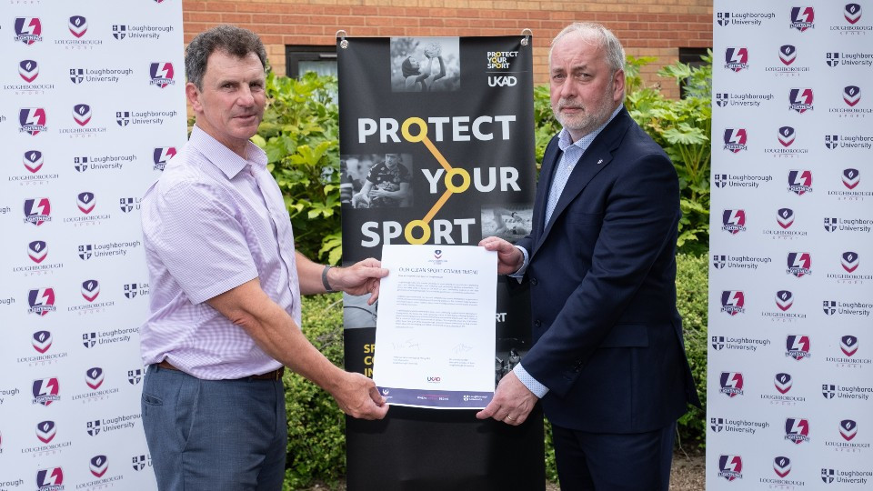 Loughborough University vice-chancellor Nick Jennings, right, has paid tribute to John Steele, left, after he announced plans to step down ©Loughborough University 