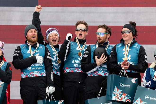 The United States claimed the first freestyle title at the Bakuriani 2023 Freestyle Ski, Snowboard and Freeski World Championships by winning the aerials mixed team event ©Getty Images