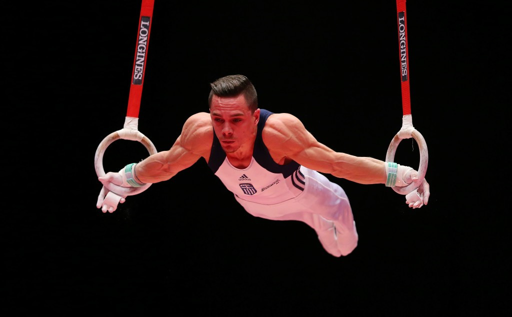 World rings champion Eleftherios Petrounias of Greece won rings gold in Doha ©Getty Images