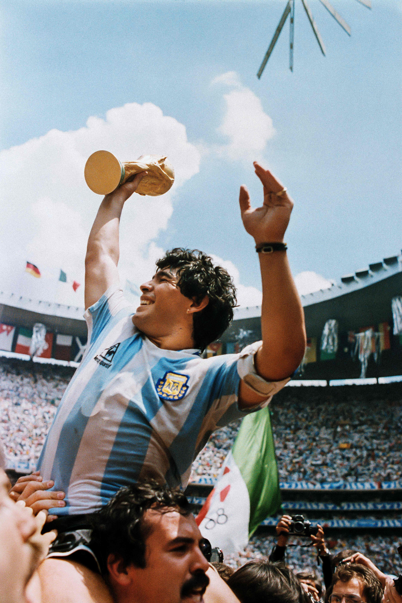 Diego Maradona celebrates Argentina winning the FIFA World Cup for the second time 