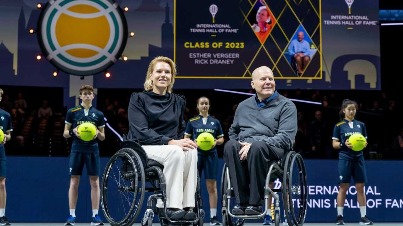 Esther Vergeer and Rick Draney were announced as the Class of 2023 for the Hall of Fame at the  ABN AMRO Open in Rotterdam ©ITHF