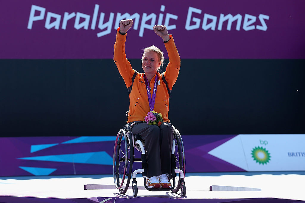 Esther Vergeer of The Netherlands, pictured after winning the wheelchair tennis title at the London 2012 Paralympics, has been named this year for the International Tennis Hall of Fame in Newport, Rhode Island ©Getty Images