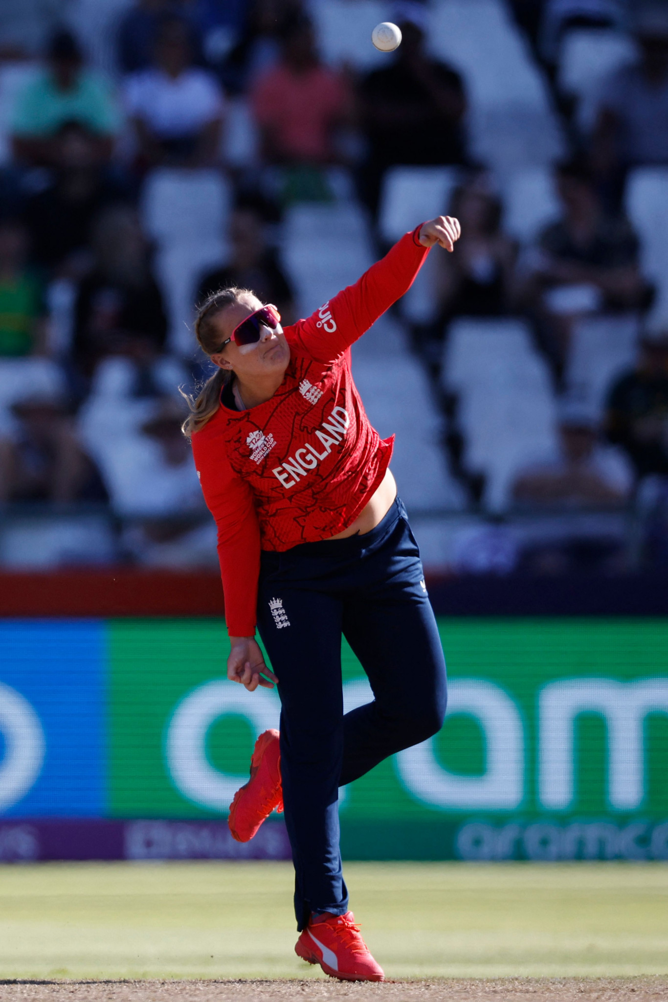Sophie Ecclestone took the final wicket as England defeated Pakistan by a record margin at a Women's T20 World Cup ©Getty Images