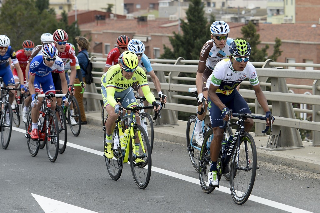Colombia's Nairo Quintana, right, remains the overall race leader with two stages remaining ©Getty Images
