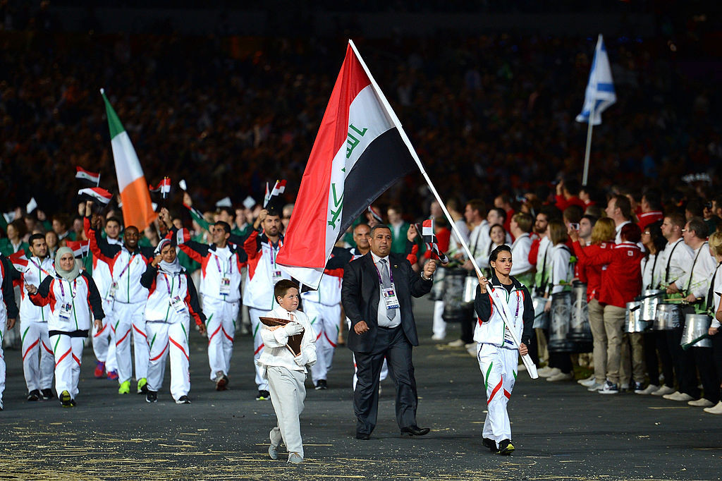Dana Abdul Razak Hussain carried Iraq's flag at the Opening Ceremony of the 2012 Olympic Games in London ©Getty Images