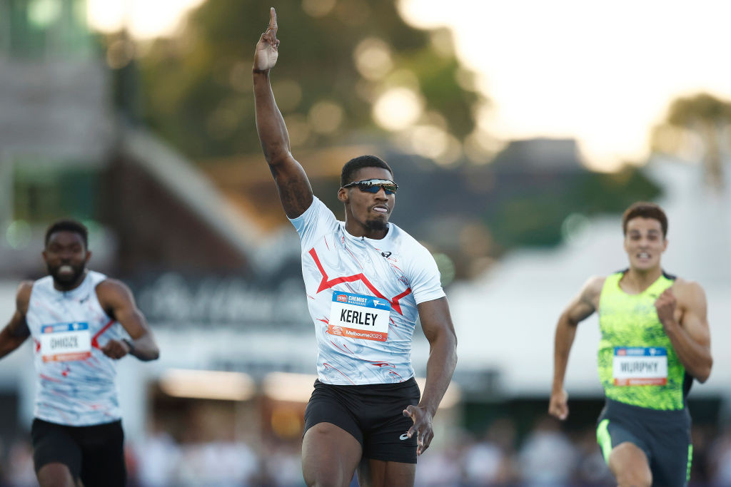 World 100m champion Fred Kerley came up with the goods over 200m at the newly-named Maurie Plant meeting in Melbourne ©Getty Images
