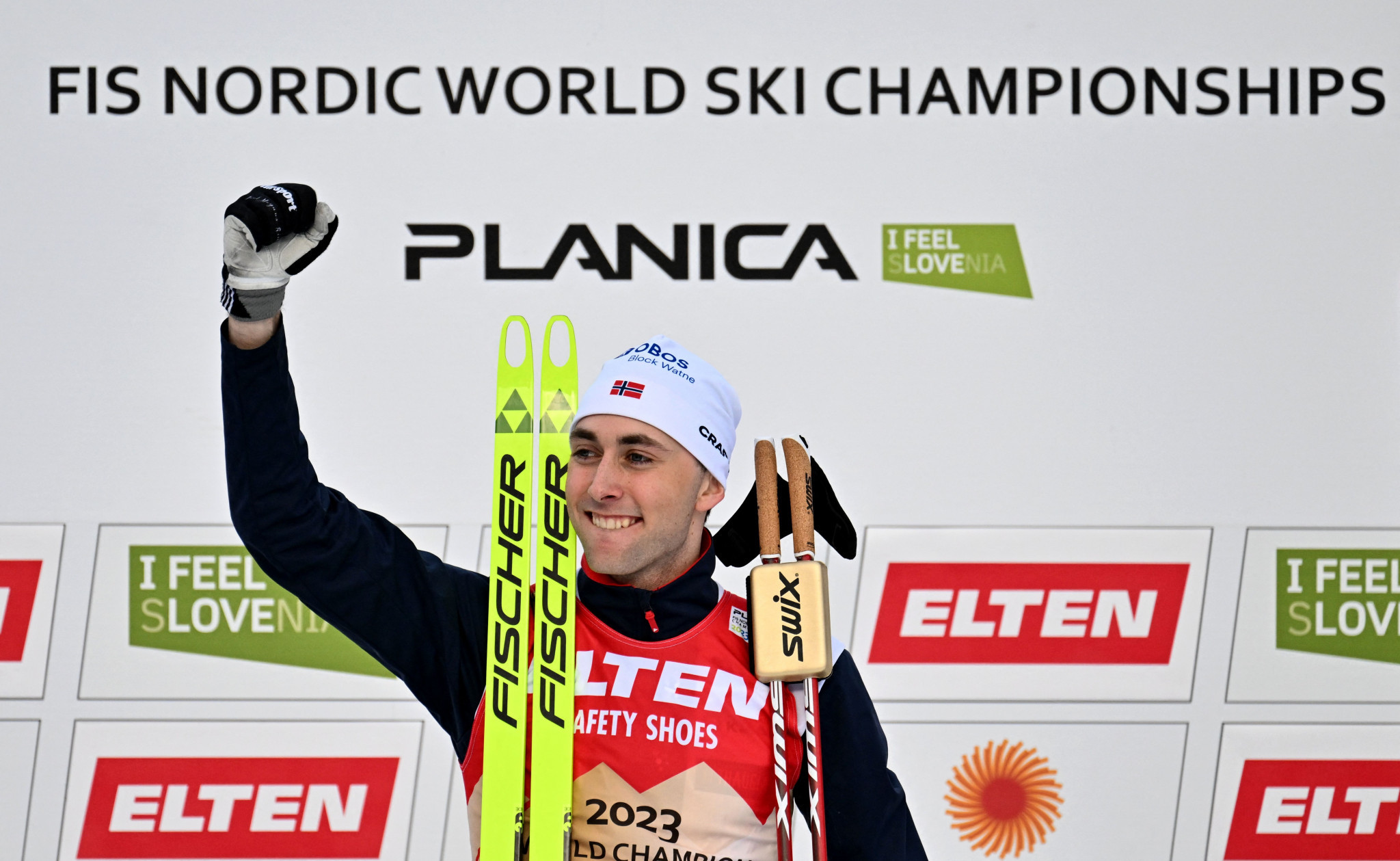 Norway’s Jarl Magnus Riiber became only the second man to win three successive men’s individual normal hill Nordic combined titles ©Getty Images