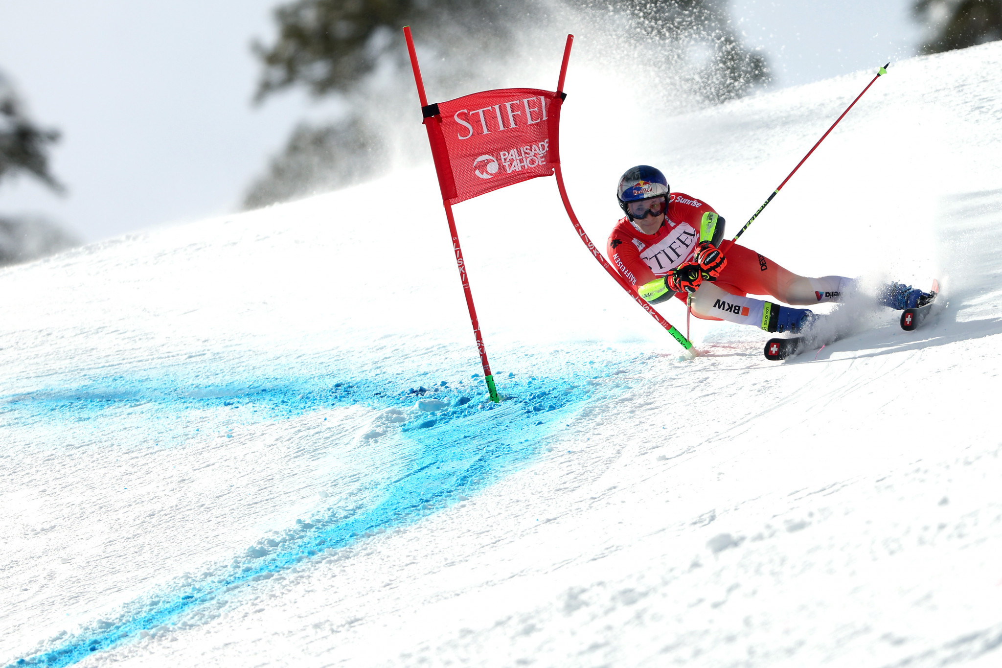 Reigning giant slalom Olympic and world champion Marco Odermatt was forced to settle for silver at the World Cup in Palisades Tahoe ©Getty Images