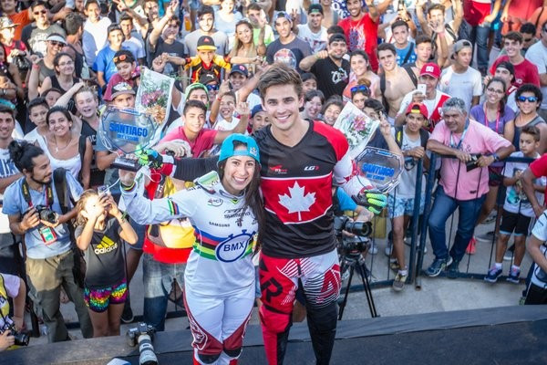 Colombia's Mariana Pajon and Canada's Tory Nyhaug won the time trials ©Twitter/UCI BMX Supercross