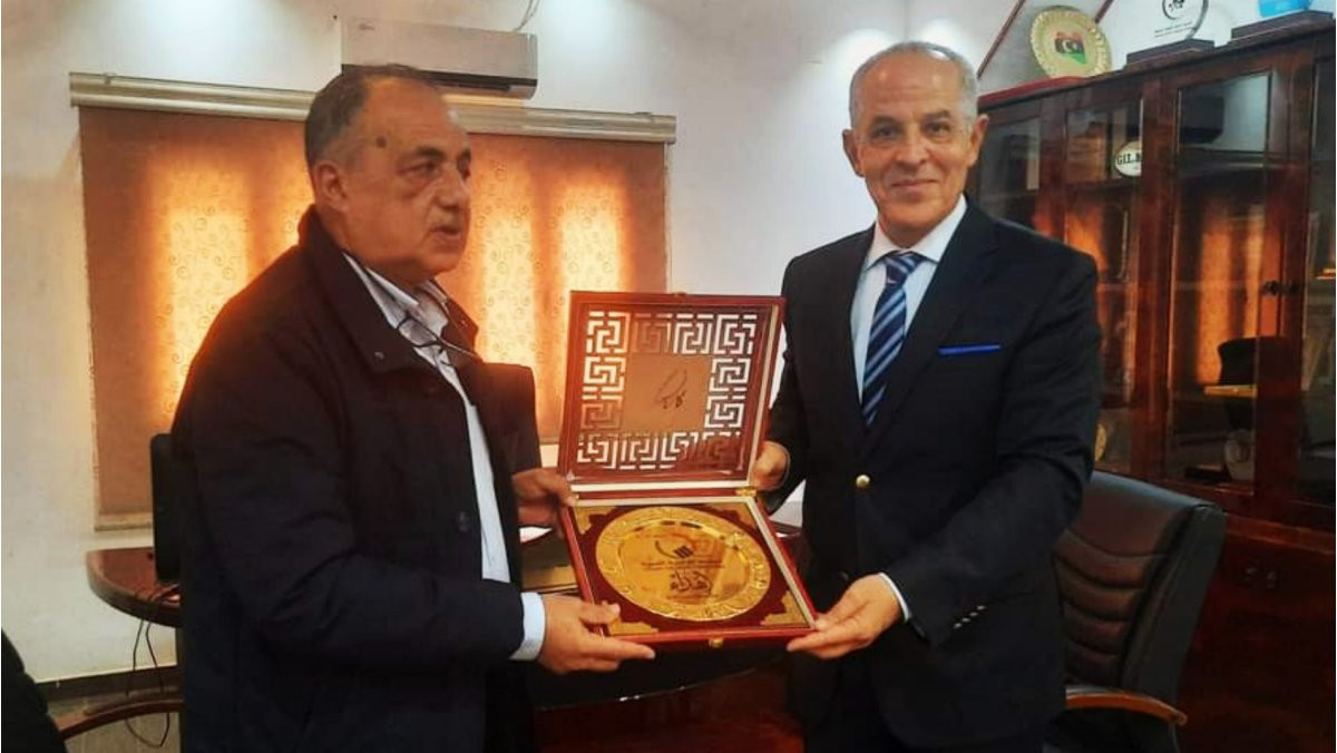 WKF vice-president Bechir Cherif, right, met with sports officials in Libya to discuss the upcoming 2023 UFAK North Region Championships ©WKF