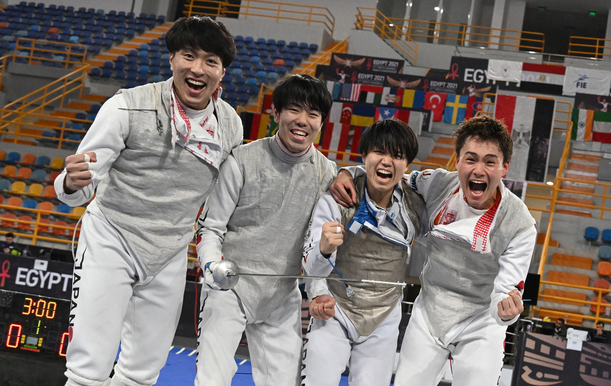 Japan's men's foil team won gold in Cairo today ©FIE