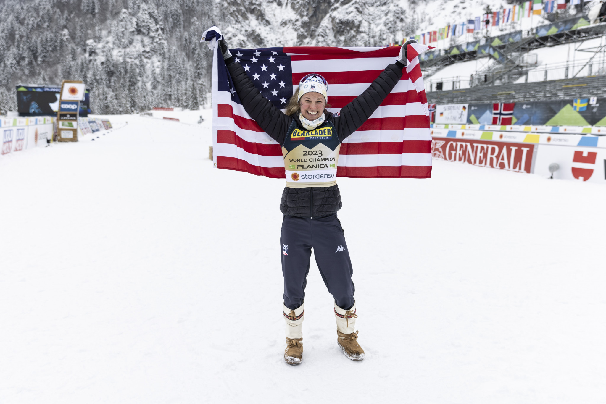Jessie Diggins became the first American cross-country skier to win an individual world title ©Getty Images