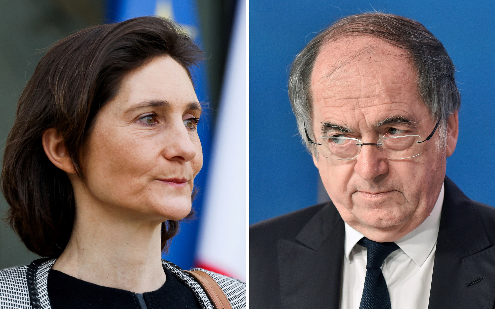 The lawyers of Noël Le Graët, right, have revealed plans to file a libel case against France’s Sports Minister Amélie Oudéa-Castéra, left ©Getty Images