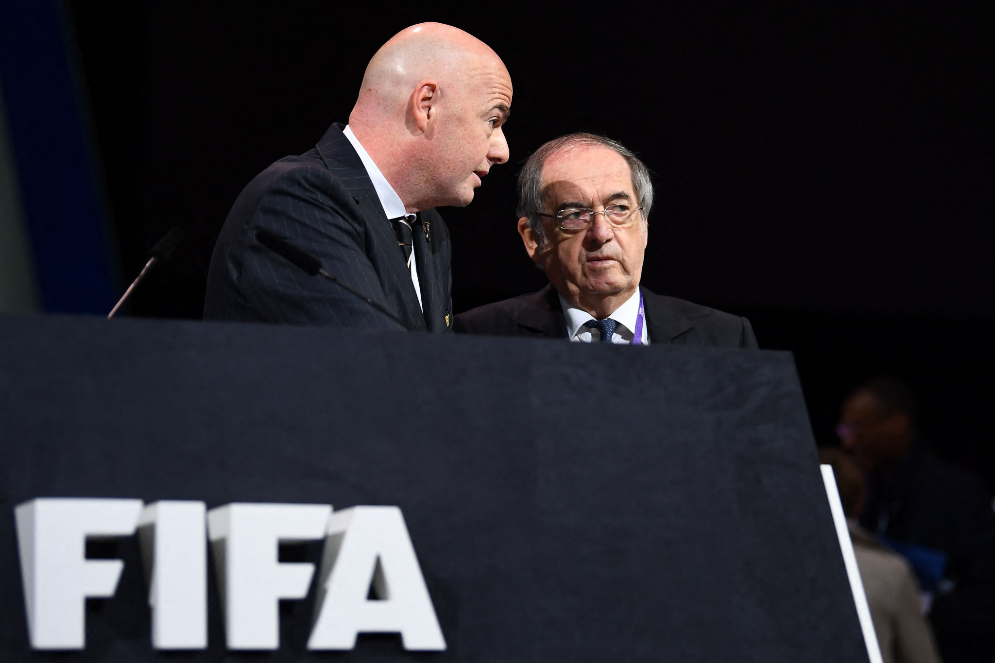 Noël Le Graët, right, intends to remain as the representative of FIFA President Gianni Infantino, left, at the organisation's Paris office ©Getty Images