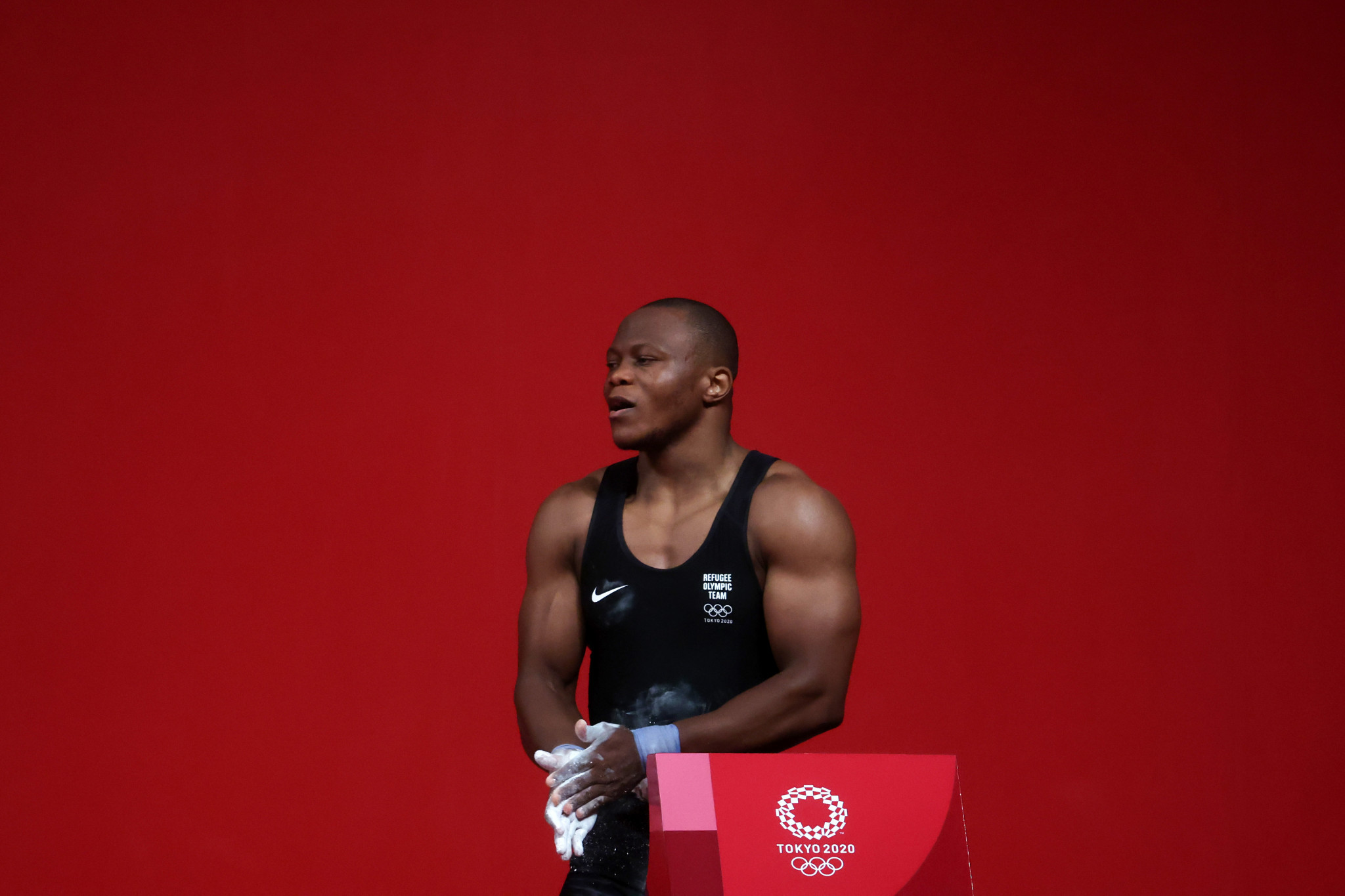 Cyrille Tchatchet competed for the IOC Refugee Team in weightlifting at the Tokyo 2020 Olympics ©Getty Images