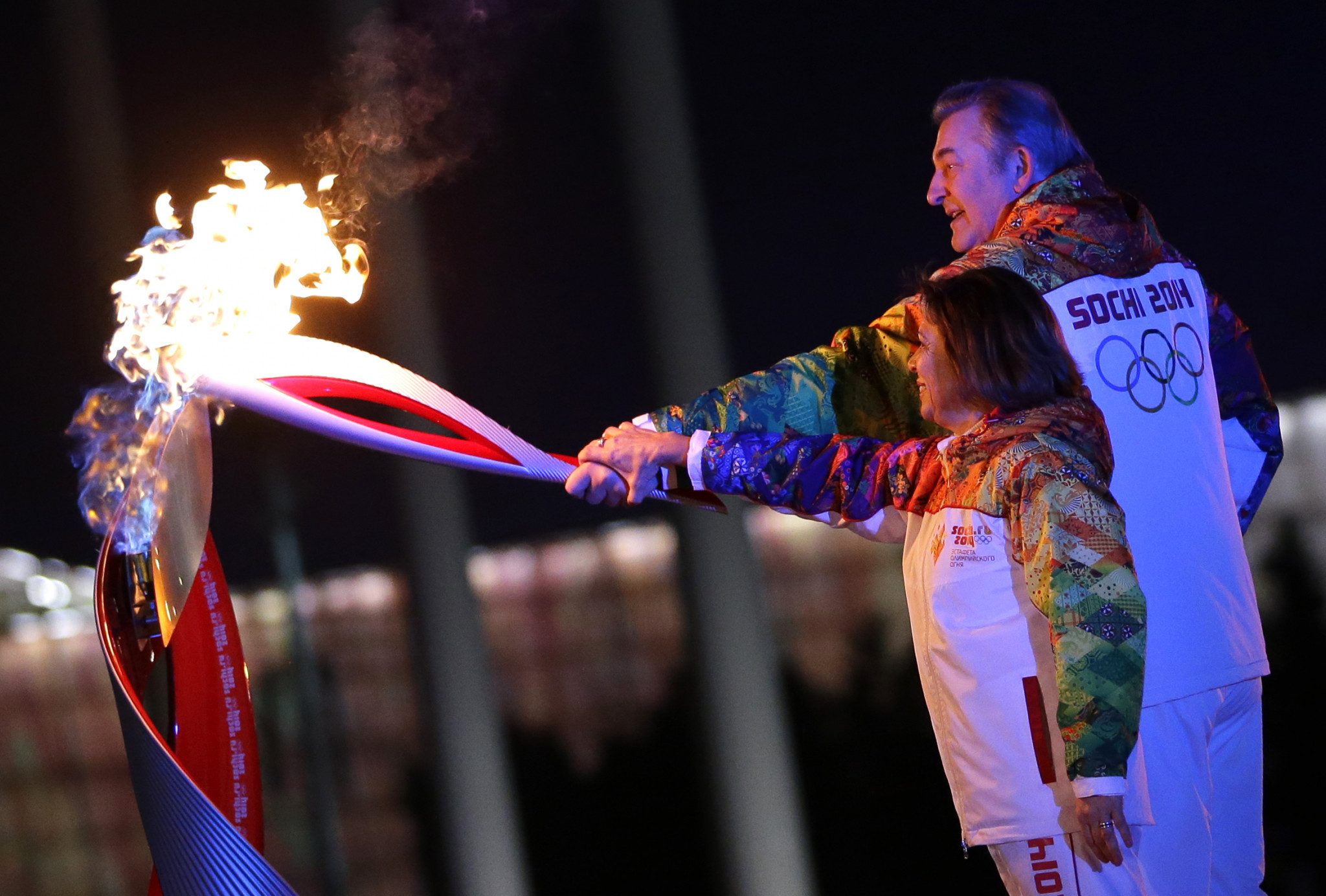Vladislav Tretiak was chosen to light the Olympic Flame at the Opening Ceremony of Sochi 2014 ©Getty Images