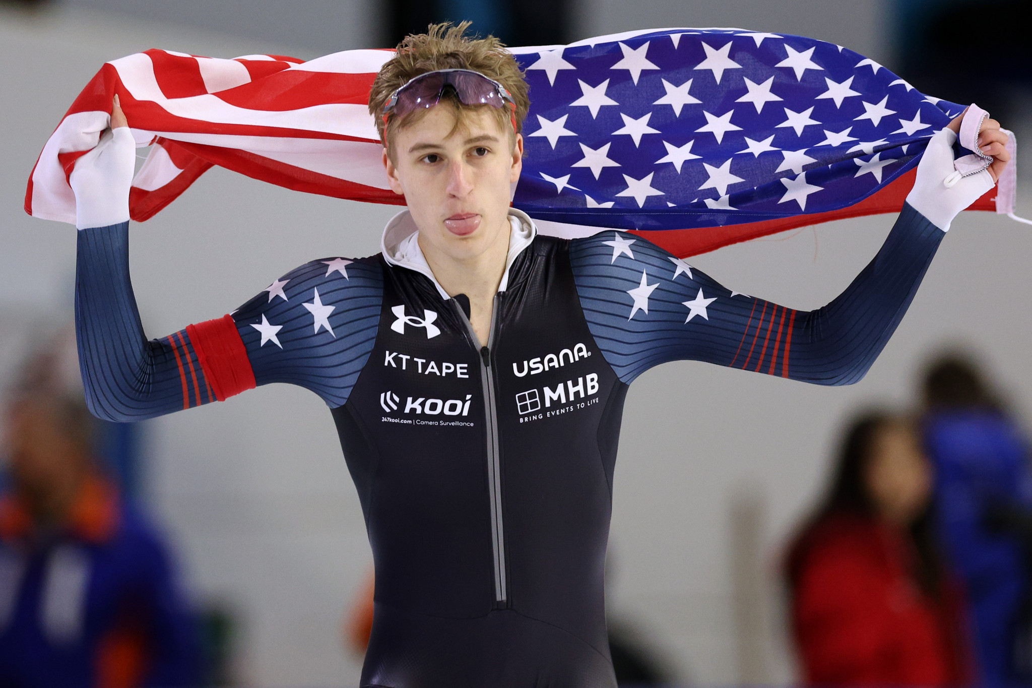 Jordan Stolz of the United States added to his junior world title by winning the men's 500m gold at the ISU World Single Distance Championships in Heerenveen ©Getty Images