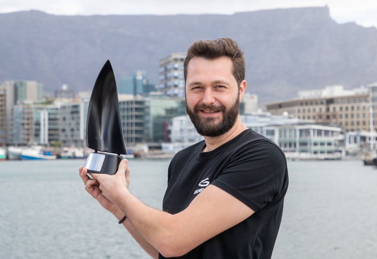 Greenboats founder Friedrich Deimann received the trophy at a ceremony in Cape Town ©World Sailing