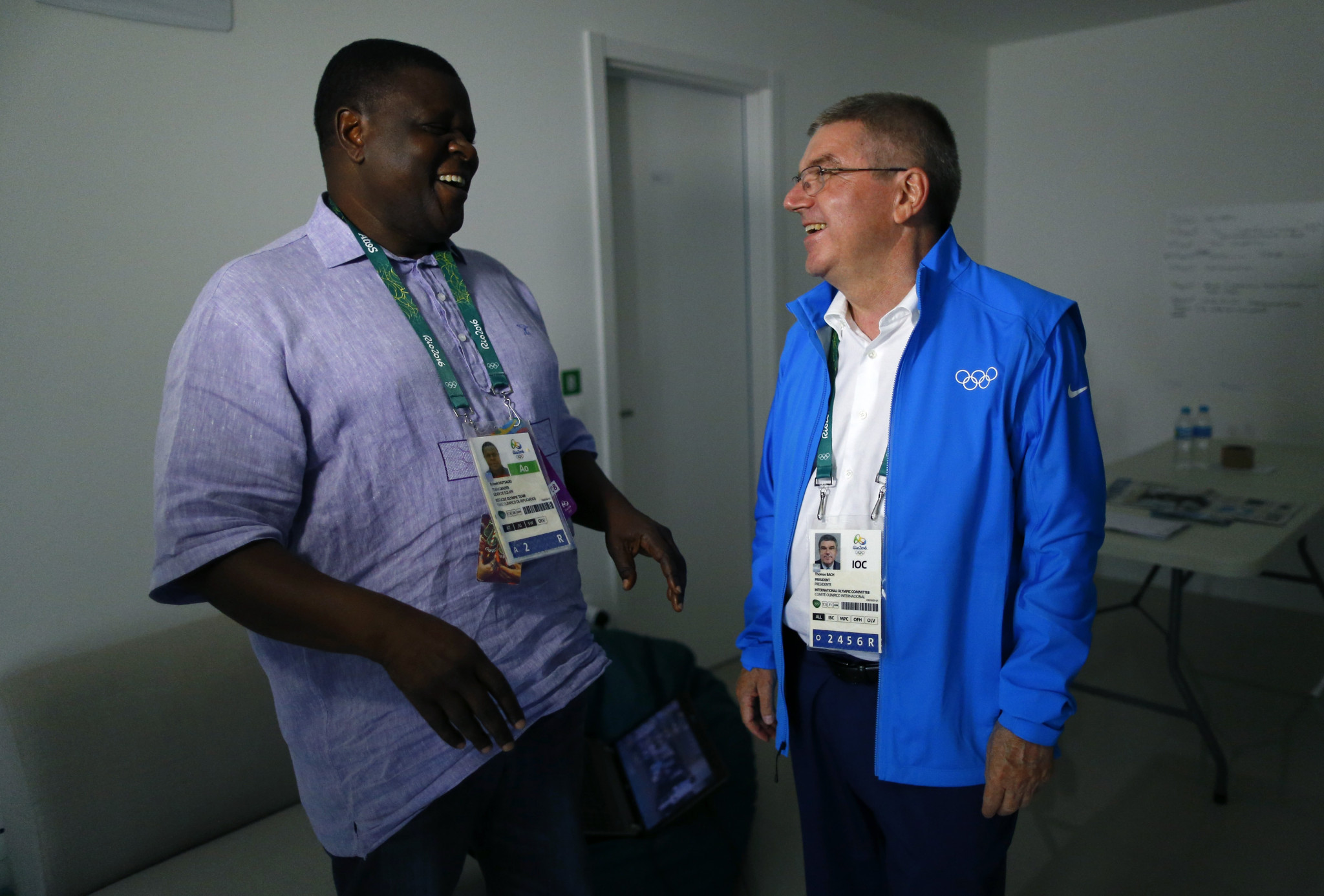 Robert Mutsauki, left, has been enlisted by the Gambia National Olympic Committee to help with the training of strategic planning facilitators ©Getty Images