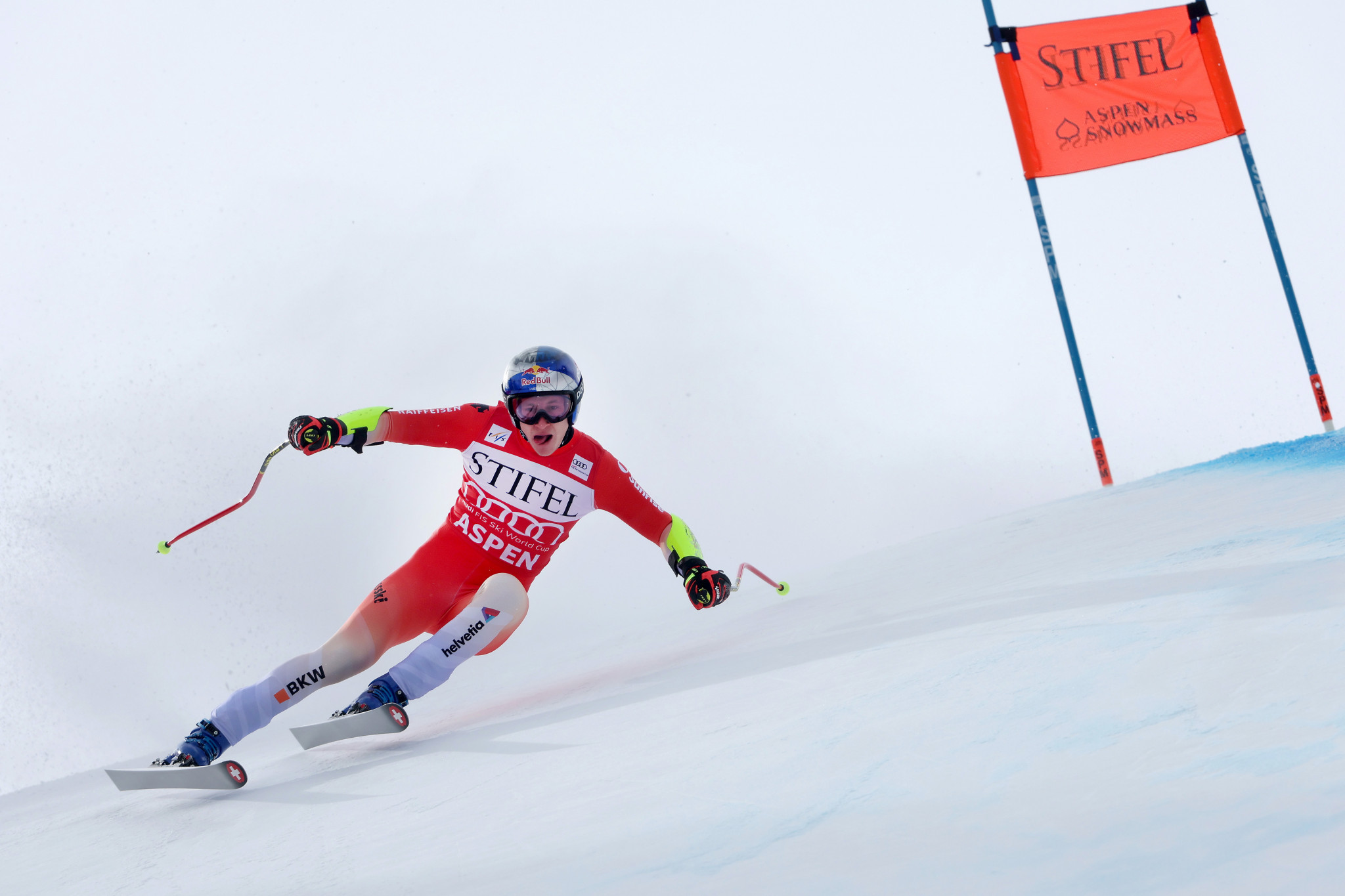 Marco Odermatt won super-G gold today in Aspen ©Getty Images