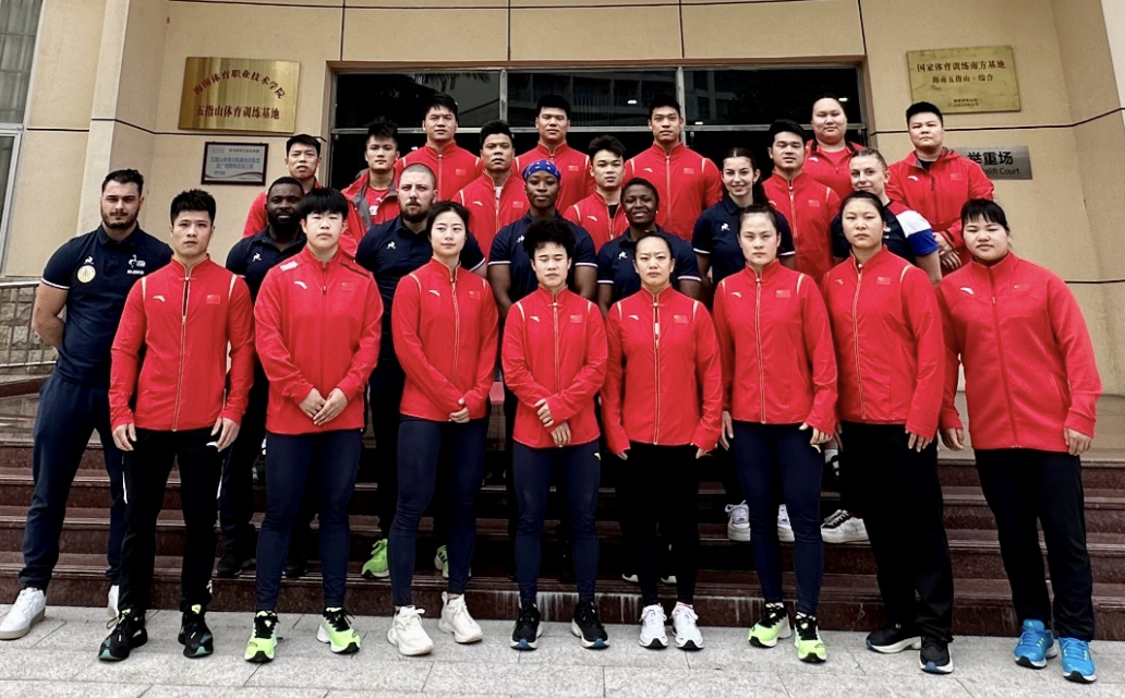 France and China's teams line up at the training centre in Wuzhishan ©CWA